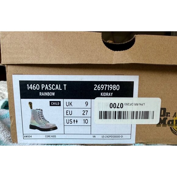 Dr. Martens Toddler 1460 Pascal Iridescent Lace-Up Boots Rainbow Kidray T 12 - Picture 16 of 16
